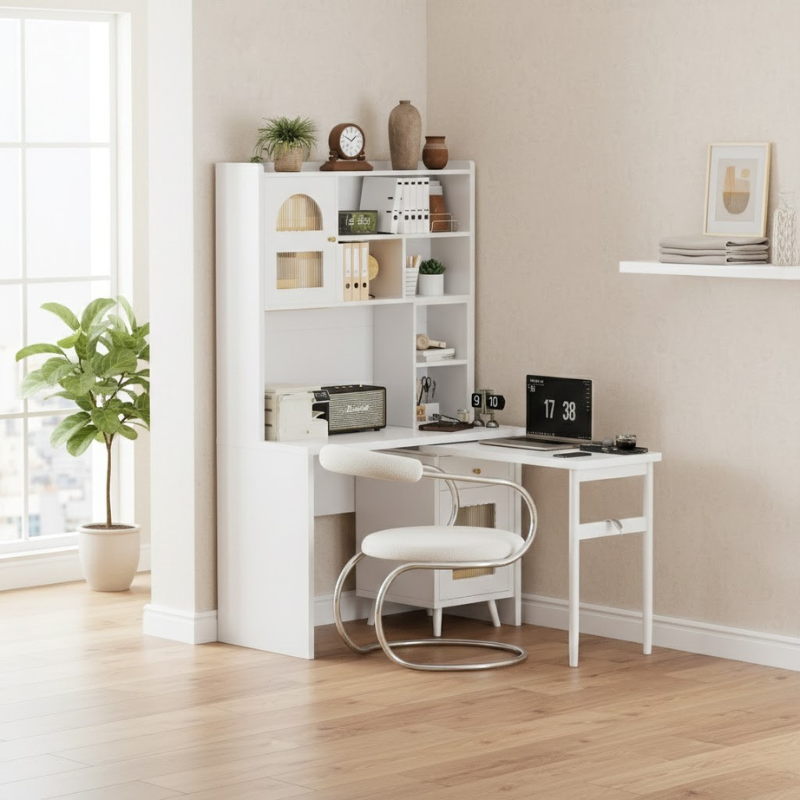 Space-Saving Rotating Computer Desk with 90° Swivel Tabletop