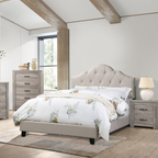 Arch Tufted Headboard Upholstered Bed Frame Queen Size