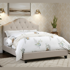 Arch Tufted Headboard Upholstered Bed Frame Queen Size