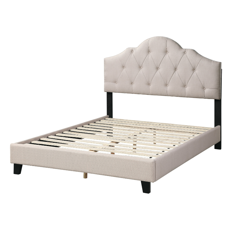 Arch Tufted Headboard Upholstered Bed Frame Queen Size