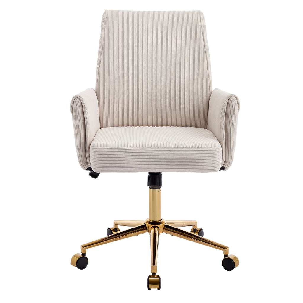 Modern Upholstered Mid-back Office Chair with Padded Seat and Armrests