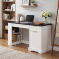 Fluted Office Desk with Storage, Power Outlet, Hookboard