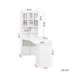 White L-Shaped Corner Computer Desk with Hutch, Cabinets & Drawer