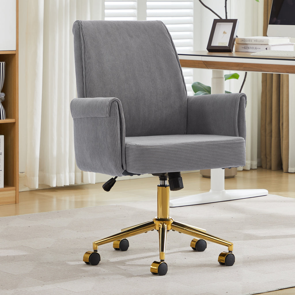 Modern Upholstered Mid-back Office Chair with Padded Seat and Armrests