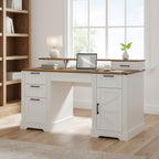 Elevated Monitor Stand Office Desk with In-Built Power Station