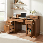 Elevated Monitor Stand Office Desk with In-Built Power Station